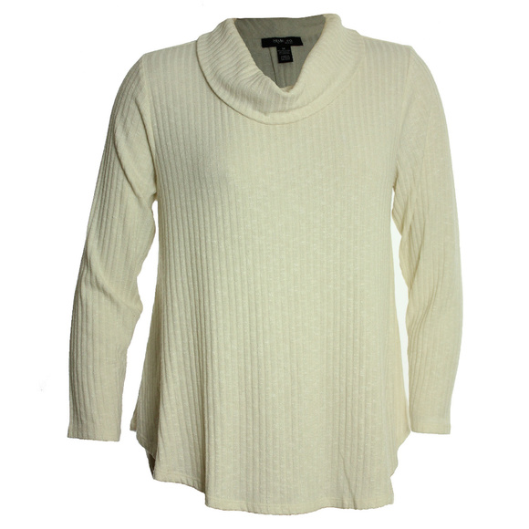 Style & Co. Tops - 2x Ivory Long Sleeve Cowl Neck Ribbed Shirt Top Style & Co NEW w/ Tags Plus Size